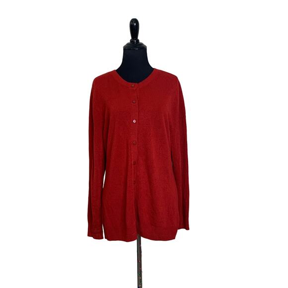 Croft & Barrow red long sleeves cardigan sweater size M - Picture 8 of 10